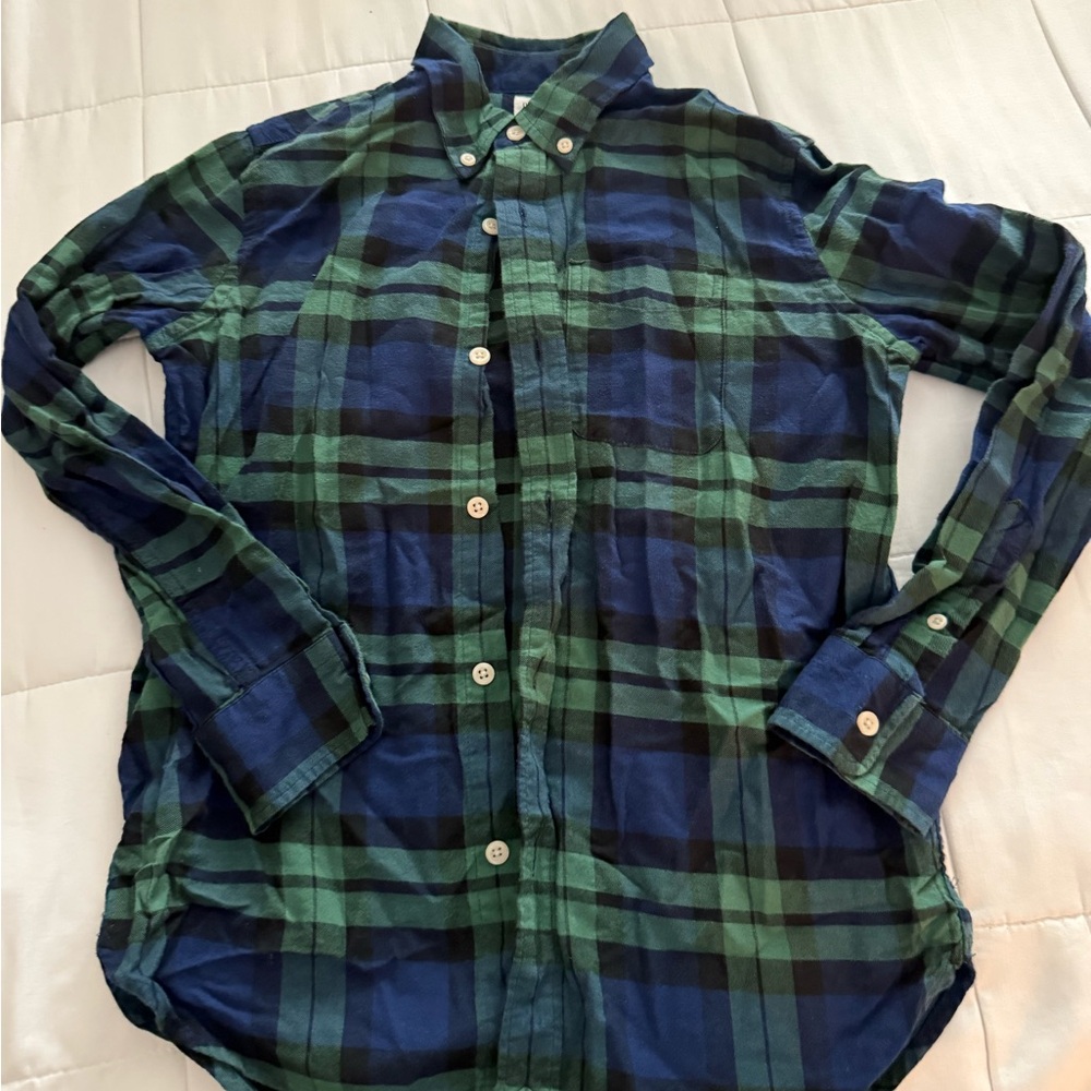 GAP Kids Green and Blue Plaid Button Down Shirt